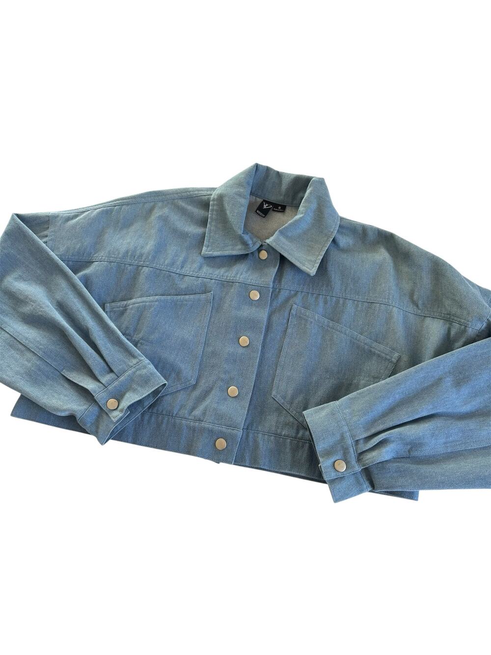 Windsor Cropped Jean Jacket Light Blue Wash Denim Women’s Small Cotton-blend